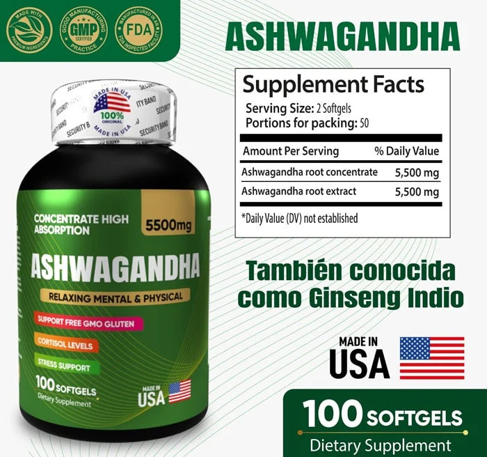 ASHWAGANDHA X 100 CAPSULAS